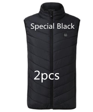 Opvarmet vest i special sort med 2 stykker, ideel til kolde vinterdage og udendørs aktiviteter.