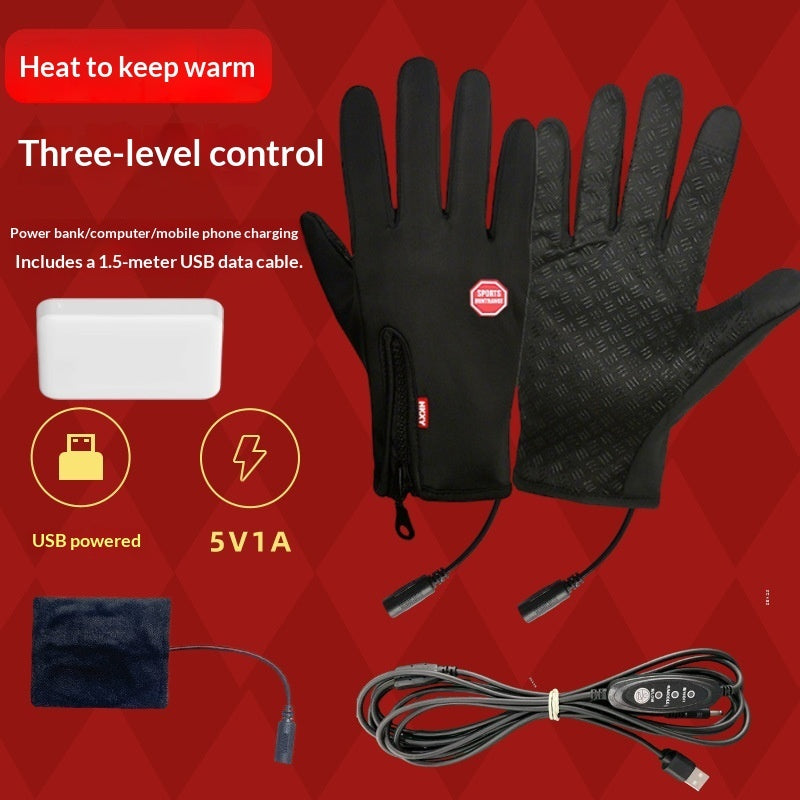 Opvarmede cykelhandsker med touchscreen og tre temperaturniveauer, perfekt til kolde cykelture.